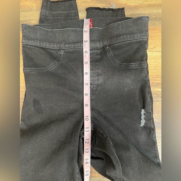 Spanx vintage distressed skinny jeans size xs black pull on edgy rocker punk - Picture 10 of 11